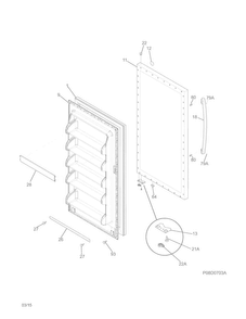 Door Diagram and Parts List for FFFH20D1RWA  Frigidaire Freezer