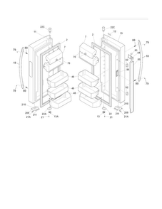 Fresh Food Doors Diagram and Parts List for FGHN2844LE5  Frigidaire Refrigerator