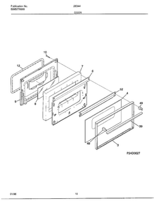 Door Diagram and Parts List for 283440B  Frigidaire Range