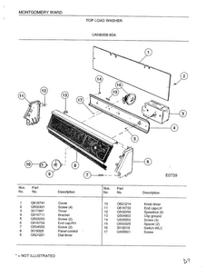 Top Load Wahser Diagram and Parts List for 6008A  Frigidaire Washer