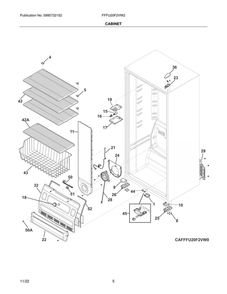 Cabinet 2 Diagram and Parts List for FFFU20F2VW2  Frigidaire Freezer