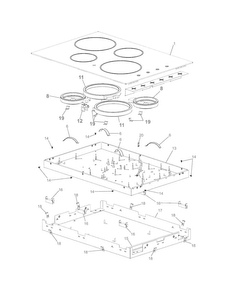 Main Top Diagram and Parts List for FFEC3225MW  Frigidaire Cooktop