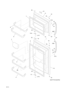 Doors Diagram and Parts List for FFTR18D2PB7  Frigidaire Refrigerator