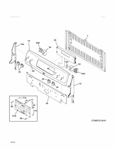 Backguard Diagram and Parts List for 79097219410  Kenmore Range