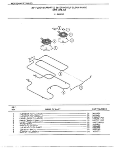 30" Floor Supported Elec Element Diagram and Parts List for 4478B  Frigidaire Range