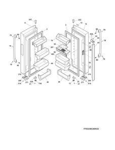 Fresh Food Doors Diagram and Parts List for EI23BC60KS5A  Electrolux Refrigerator
