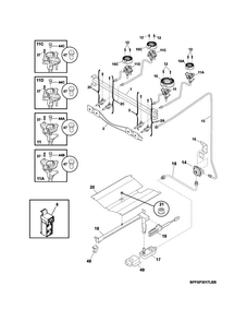 Burner Diagram and Parts List for FFGF3047LSG  Frigidaire Range