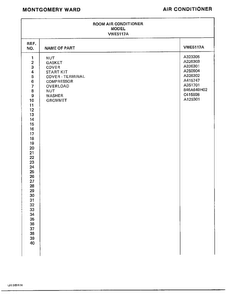 Room Air Conditioner Page 8 Diagram and Parts List for 5117A  Frigidaire Air Conditioner