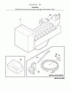 Ice maker Diagram and Parts List for 25370502614  Kenmore Refrigerator