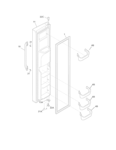 Freezer Door Diagram and Parts List for FFSC2323LP6  Frigidaire Refrigerator