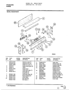 Frigidaire Range Diagram and Parts List for 4281  Frigidaire Range