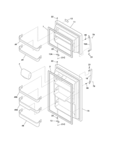 Doors Diagram and Parts List for FFTR2126NK6  Frigidaire Refrigerator