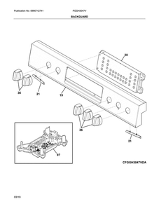 Backguard Diagram and Parts List for FGGH3047VFA  Frigidaire Range