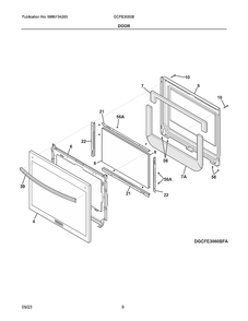 Door Diagram and Parts List for GCFE3060BDA  Electrolux Range