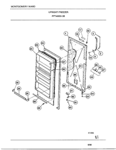 Upright Freezer Diagram and Parts List for 46659B  Frigidaire Freezer