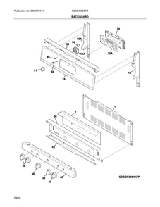 Backguard Diagram and Parts List for FGGF3060SFB  Frigidaire Range