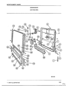 Dishwasher Page 3 Diagram and Parts List for 1032-005A  Frigidaire Dishwasher