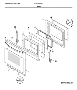 Door Diagram and Parts List for FCRE3052ABC  Frigidaire Range