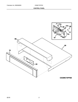 Control Panel Diagram and Parts List for E30MC75PPSC  Frigidaire Microwave Oven Combo