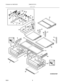 Shelves Diagram and Parts List for GRMC2273CF01  Frigidaire Refrigerator