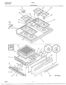 Top/drawer Diagram and Parts List for 283440C  Frigidaire Range