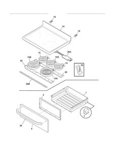 Top/drawer Diagram and Parts List for FFEF3050LSJ  Frigidaire Range
