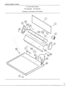 Electric Dryer/console/controls/top Panel Diagram and Parts List for 7208B  Frigidaire Dryer