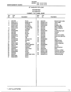 Cabinet, Top Panel, Base Page 2 Diagram and Parts List for 6339A  Frigidaire Washer