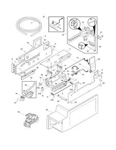 Ice Maker Diagram and Parts List for FGHB2846LF3  Frigidaire Refrigerator