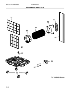Recommended Spare Parts Diagram and Parts List for FHPC102AC10  Frigidaire Air Conditioner