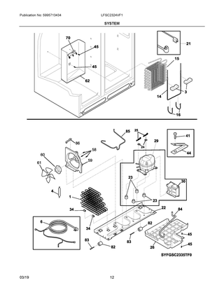 System Diagram and Parts List for LFSC2324VF1  Frigidaire Refrigerator