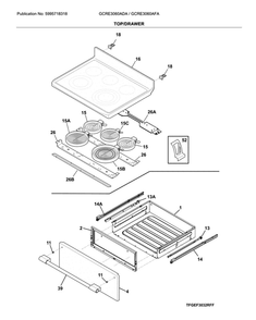 Top/Drawer Diagram and Parts List for GCRE3060ADA  Frigidaire Range
