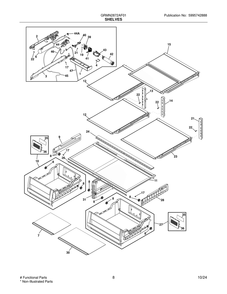 Shelves Diagram and Parts List for GRMN2872AF01  Frigidaire Refrigerator