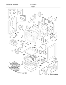 Body Diagram and Parts List for FGEF3058RFB  Frigidaire Range