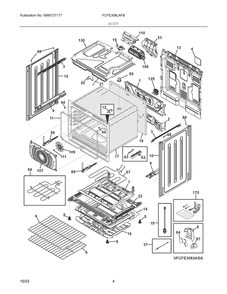Body Diagram and Parts List for FCFE308LAFB  Frigidaire Range