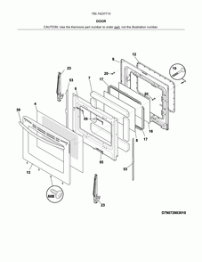 Door Diagram and Parts List for 79074237710  Kenmore Range