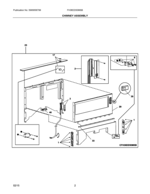 02 - CHIMNEY ASSEMBLY Diagram and Parts List for FH36DD50MSB  Frigidaire Range Hood