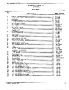 30" Gas Over/under Basic Body Page 2 Diagram and Parts List for 3468A  Frigidaire Range