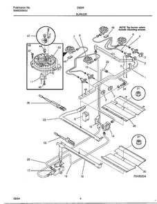 Burner Diagram and Parts List for 285947A  Frigidaire Range
