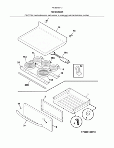 Top/drawer Diagram and Parts List for 79096183713  Kenmore Range
