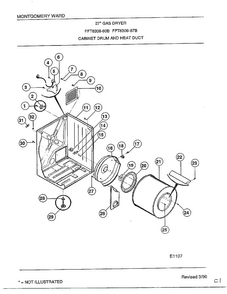 Cabinet Drum And Heat Duct Diagram and Parts List for 7308B  Frigidaire Dryer