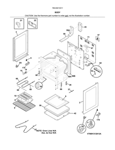 Body Diagram and Parts List for 79093013311  Kenmore Range