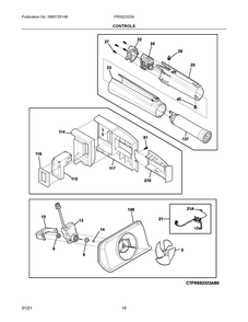 Controls Diagram and Parts List for FRSS2323AB0  Frigidaire Refrigerator