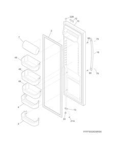 Refrigerator Door Diagram and Parts List for FFSS26D8RS0  Frigidaire Refrigerator