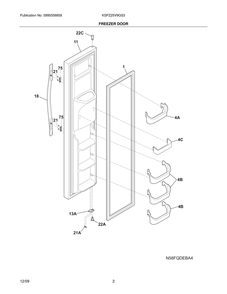 Freezer Door Diagram and Parts List for KSPZ25V9GS3  Frigidaire Refrigerator