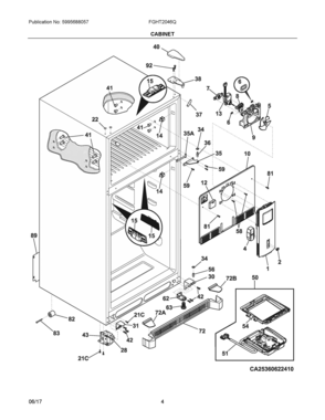 03 - CABINET Diagram and Parts List for FGHT2046QP2  Frigidaire Refrigerator