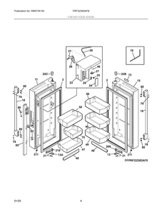 Fresh Food Door Diagram and Parts List for PRFG2383AFB  Frigidaire Refrigerator