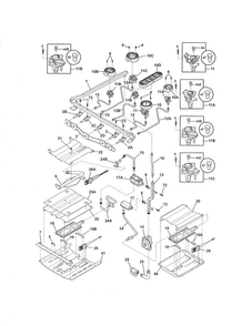 Burner Diagram and Parts List for FGGF304DLW3  Frigidaire Range