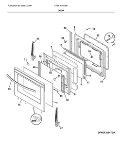 Door Diagram and Parts List for CFEF3016VSB  Frigidaire Range