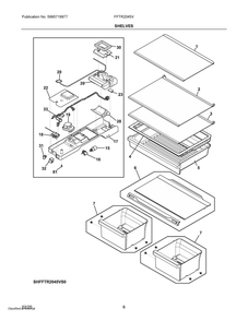 Shelves Diagram and Parts List for FFTR2045VB0  Frigidaire Refrigerator